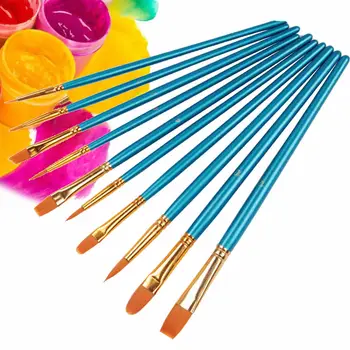 10 יח ' אמנים צבע מברשת סט אקריליק בצבעי מים עגול הצביע ניילון טיפ שיער תכליתי הוק קו קצר הצביע עט