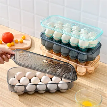 16 רשתות ביצה תיבת אחסון עם מכסה פלסטיק ביתיים מקרר טרי-שמירה שקוף ביצה מיכל מטבח ארגונית