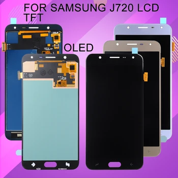 1PCS נבדק OLED 5.5 Inch J-7 Duo 2018 תצוגה עבור Samsung Galaxy J720 LCD עם מסך מגע דיגיטלית J-7 2018 הרכבה