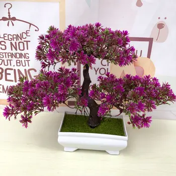 1pcs מלאכותי בונסאי סימולציה צמח הדמיה לוטוס אורן פרח בונסאי להגדיר קטנה בעציץ ירוק צמח חתונות מסיבה בבית דצמבר