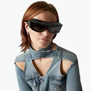 2023 אופנה חדשים הגדול מסגרת Steampunk משקפי שמש נשים וינטאג מותג Y2k משקפי שמש נקבה גברים חיצוני המראה גוגל גוונים
