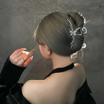2023 חדש אופנה פרפר אופל שיער Claw עבור נשים אלגנטי מתכת גדול גיאומטריות שיער הצבת סיכת ראש הסיכה אביזרים לשיער