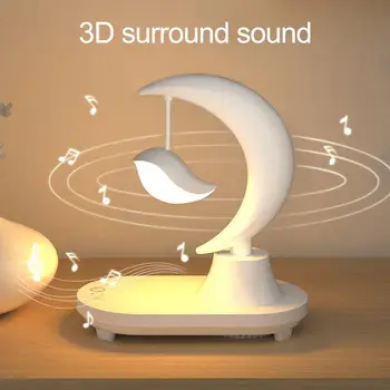 3 ב-1 שולחן מנורת לילה Bluetooth רמקול סטריאו סאונד צבעוני LED מנורת שולחן עם מטען אלחוטי נייד, מטען לטלפון לעמוד