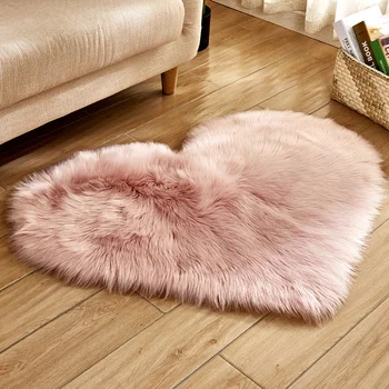 30x40cm אהבה בצורת לב פרוותי, שטיחי שאגי דמוית שטיח צמר לכריות הספה בסלון חדר שינה מעוצב מחצלות