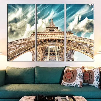 3Pcs/סט בד הציור ממוסגרים פוסטר מגדל אייפל שמן מודרני תמונות HD קישוט הבית פריז עיר מודולרי ציורי קיר