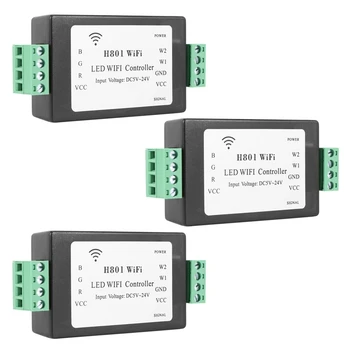 3X H801 RGBW LED WIFI בקר בקר RGB LED DC5-24V קלט עבור 5050 2835 3528 SMD LED רצועת אור הקלטת סרט