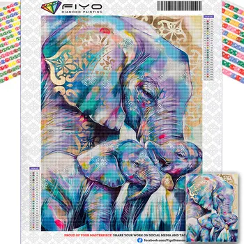 5D יהלום ציור חיה פיל מלא יהלומים פסיפס DIY רקמה חיות אמנות תמונה לחצות סטיץ ערכות עיצוב הבית cuadros