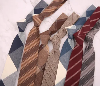 7 סנטימטר רטרו הבריטי, סתיו, חורף סגנון קפה בצבע אדום עם פסים משובצות פוליאסטר בד כותנה עניבה עבור איש עסקים עניבה
