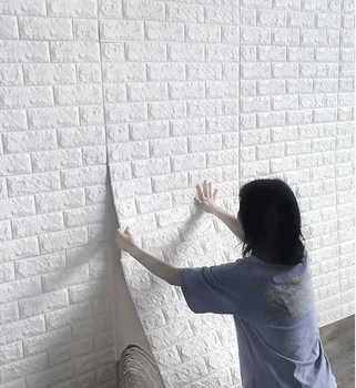 70cm*1 מ ' 3D דבק עצמי עיצוב טפט רציפה עמיד למים לבנים מדבקות קיר הסלון, חדר השינה הישן הקיר לקישוט הבית