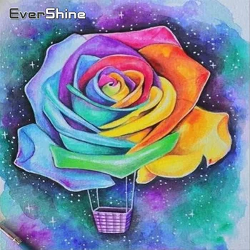 EverShine יהלום ציור רוז Rhinestones פסיפס אומנות יהלום ערכות רקמה פרחים לחצות סטיץ החדשים בעבודת יד מתנה
