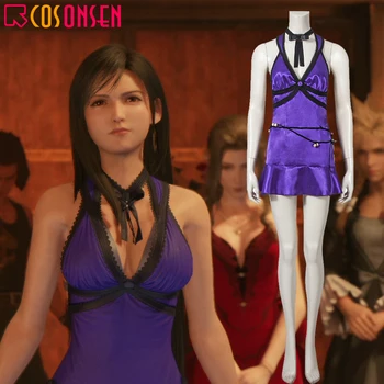 Final Fantasy VII מחודשת טיפה לוקהארט Cosplay תלבושות ליל כל הקדושים מסיבה סקסית שמלה סגולה לנשים בנות COSPLAYONSEN