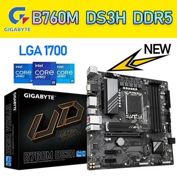 Gigabyte B760M DS3H DDR5 LGA 1700 לוח אם 128GB M. 2 שולחן עבודה M-ATX PCIE 4.0 מידע B760 תמיכה מודיעין-13 מעבד Core i5 i7 i9