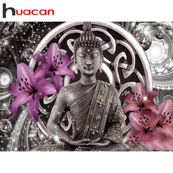 Huacan 5D DIY יהלום ציור לחצות סטיץ דת רקמה בודהה מלא כיכר יהלום ערכות פסיפס מלאכת יד