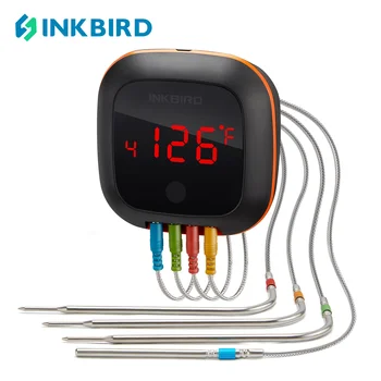 INKBIRD IBT-4XS עדכון משק הבית Bluetooth בשר מדחום 4 בדיקות עבור צלייה 150רגל אלחוטי עם טמפרטורה אזעקה טיימר