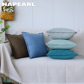 NAPEARL כחול כרית כיסוי כותנה רכה באיכות גבוהה כרית כיסוי עבור הסלון ספה הביתה דקורטיביים 1PC