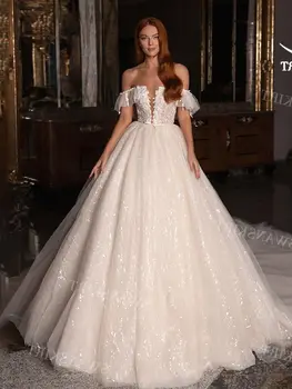 SwanSarah החוף Appliqued החתונה 2023 שמלה ללא שרוולים 3D פרחים קו Vestido De נוביה, הנסיכה F328 בתוספת גודל שמלת הכלה