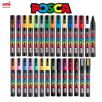 Uni פוסקה צבע סמנים סט אקריליק ציור ציור עטים עיפרון PC-1M PC-3M PC-5M אמנים כלים עבור DIY, יצירה, איור