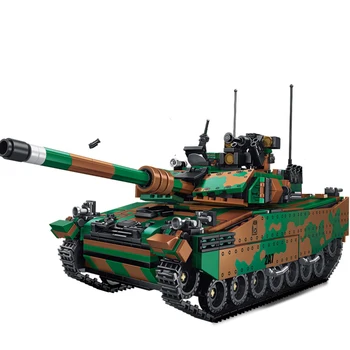 WW2 צבאי סדרת דגם גרמני Leopard 2A7 ראשי קרב טנק אוסף OrnamentsBuilding בלוקים לבנים צעצועים מתנות