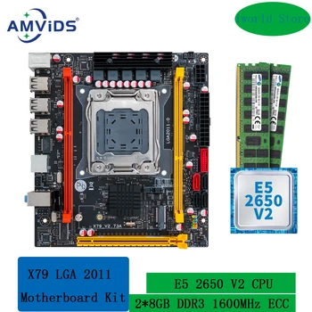 X79 LGA 2011 XEON לוח אם עם ערכת Intel E5 2650 V2-CPU ו-2*8GB DDR3 1600MHz RECC זיכרון משולבת להגדיר M. 2 NVME ITX Mainboard