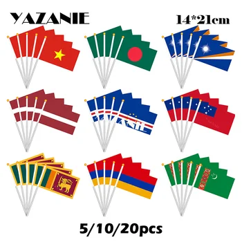 YAZANIE 14*21 5pcs בבנגלדש, וייטנאם איי מרשל לטביה קייפ ורדה סמואה סרי לנקה ארמניה, טורקמניסטן, קטן יד דגל