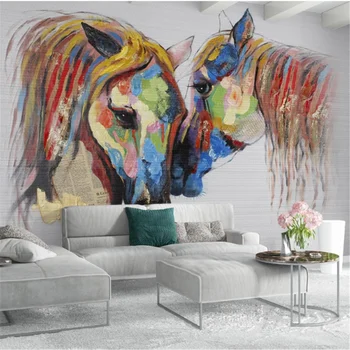 wellyu אישית טפט 3d האירופי יד-צבוע צבע כמה סוסים ציור שמן רקע טפט