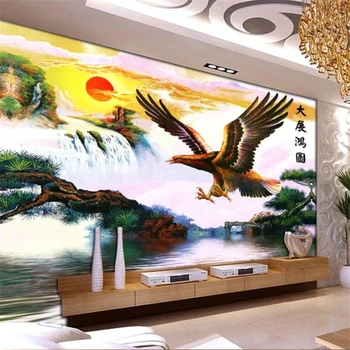 wellyu טפט מותאם אישית 3D תערוכת הונג טו הזריחה דונגשנג נשר הטלוויזיה הסינית רקע קיר המסמכים דה parede 3d רקעים