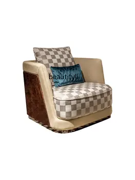 zqItalian אור יוקרה חד-מושב הספה הכיסא יצירתי עור אמיתי יו 