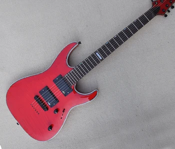 אדום 6 מיתרים גיטרה חשמלית עם להבה פורניר מייפל,רוזווד Fretboard,24 סריגים,להתאמה אישית
