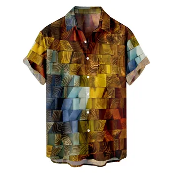 אופנה, Mens הוואי צבעוני מודפס חולצת החוף מזדמנים ללבוש כפתור חולצות שרוול קצר אופנת רחוב