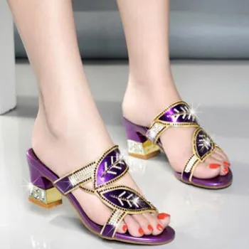 אופנתי ועדין טלאים בצבע רב גבירותיי'slippers נשים נעלי ניגריה סגנון אבנים נעליים מג ' נטה 20233