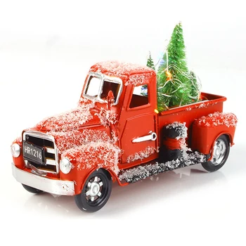 בציר משאית אדומה תפאורה חג המולד בעבודת יד 6.7 ס 