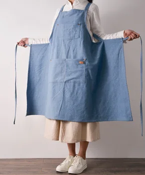 ג ' ינס נורדי סינר קוריאנית תלוי בצוואר מטבח ללא שרוולים פשוטים שף גננות סינרים עבור נשים