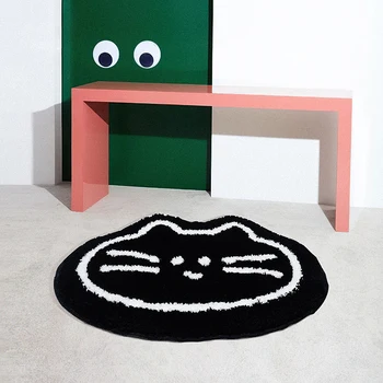 גדיל חתול שחור האמבטיה שטיח רך רכות השטיח ליד המיטה שטיח האמבטיה שטיח רצפה אנטי להחליק משטח אסתטי בבית ילדים, עיצוב חדר ילדים