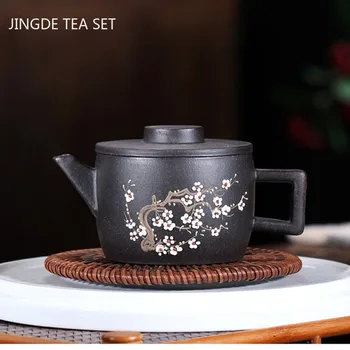 גלם עפרות זהב שחור, חול, שזיף ציצי. זו קנקן התה הסיני Yixing סגול קליי תה סיר הביתה היופי מסנן קומקום תה סטים מתנות 140ml