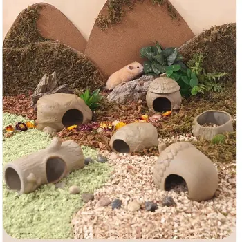 גס קרמיקה חיות מחמד קטנות קטנות הבית אוגר גרביל קרמיקה מיוחדים צריף ישן הקן קטנה חיות מחמד בקיץ קירור ציוד