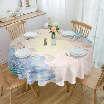 דליה דפוס עמיד למים מפת שולחן תה קישוט שולחן עגול כיסוי שולחן המטבח מסיבת חתונה בבית שולחן האוכל בד