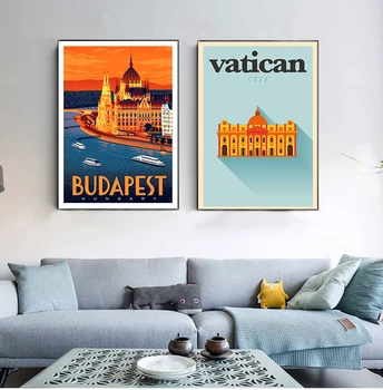הוותיקן בבודפשט הונגריה נסיעות בד ציורי קיר בציר קראפט פוסטרים מצופה מדבקות קיר לעיצוב הבית תמונות מתנה