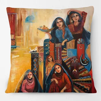 המזרח התיכון הערבי-מוסלמי האסלאם הערבי האישה דיוקן פוסטר ציורים כרית כיסוי כריות נוי על הספה