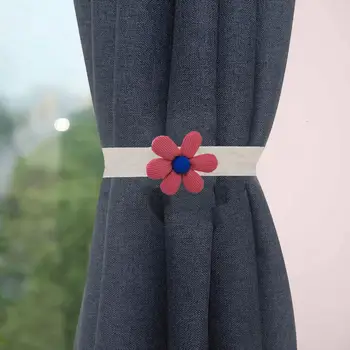 וילון עניבה לא כלי וילון לקשור וילון דקורטיבי קשרים 3d פרח עיצוב הרכבה קלה ללא כלים הדרושים חלון חדר השינה