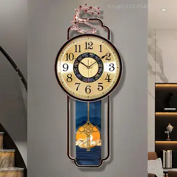 חדש בסגנון סיני אור יוקרה שעון קיר בסלון בית האופנה קישוט קיר יצירתי באינטרנט סלבריטאים High-end