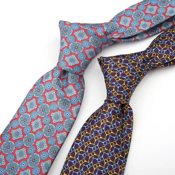 חידוש 7 סנטימטר הבריטי החדש בסגנון גיאומטרי פרח הדפסה פוליאסטר עניבה עבור אישה גבר מזדמן חליפת חתונה אביזרים