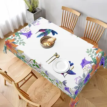 יונק הדבש פרח מלבני מפת שולחן החג קישוטים למסיבת האביב פרחים עמיד למים מפת שולחן מטבח פינת אוכל עיצוב
