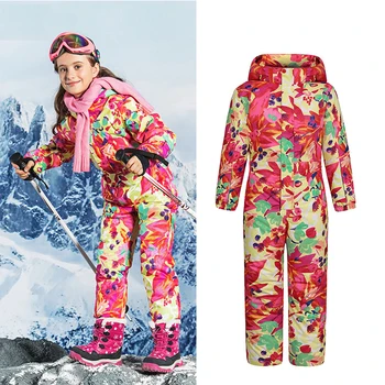 ילדים חורף אוברול כותנה מרופד התינוק שלג חליפות ילד ילדה עמיד למים Windproof ילדים חליפת שלג Skisuite חתיכה אחת חליפת סקי