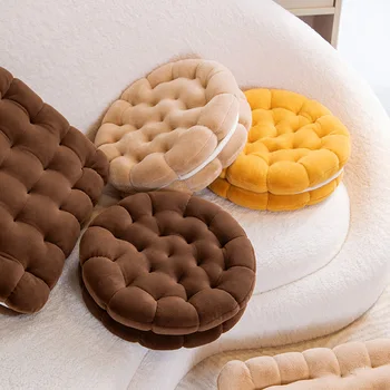 יצירתי סימולציה ביסקוויטים בצורת כרית קטיפה עגול מרובע קוקי מציאותי אוכל כריך, חטיף ביסקוויטים כרית באיכות טובה