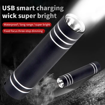 מיני פנס LED USB Type-C נטענת לפיד עמיד למים כיס יד אור סוללה מובנית המנורה הגנה עצמית Samll הפקחים.