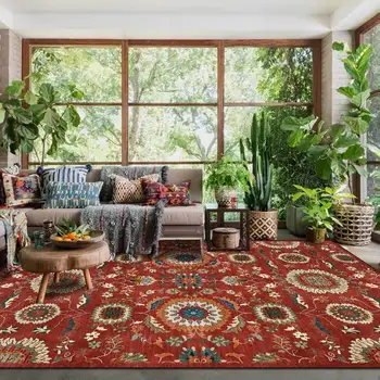 סגנון אמריקאי במסדרון שטיחים גיאומטריים פרחים הדפסה סלון מטבח חדר אמבטיה אנטי להחליק שטיחים שטח חדר השינה ליד המיטה שטיח הרצפה