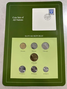 סט מלא של מטבעות מסלובקיה מטבע להגדיר 1993-1994 פרנקלין חבילה עם בולים 100% מקורי