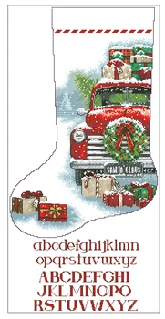 סנטה משאית של גרב חג המולד רכב לחצות סטיץ ערכות תפירה 16CT 14CT לבן בד רקמה DIY עבודת יד, תפירה עיצוב הבית