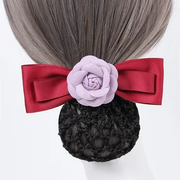 סרט קוריאני פרח שיער קליפים עבור נשים אלגנטי סיכת ראש נתיקה קשת הסיכה נטו לחמניה Snood כיסוי הראש בנות אביזרים לשיער