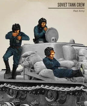 צבוע ערכת 1/35 טנק סובייטי איש צוות - 3 דמויות דמות היסטורית, דמות שרף ערכת מיניאטורי